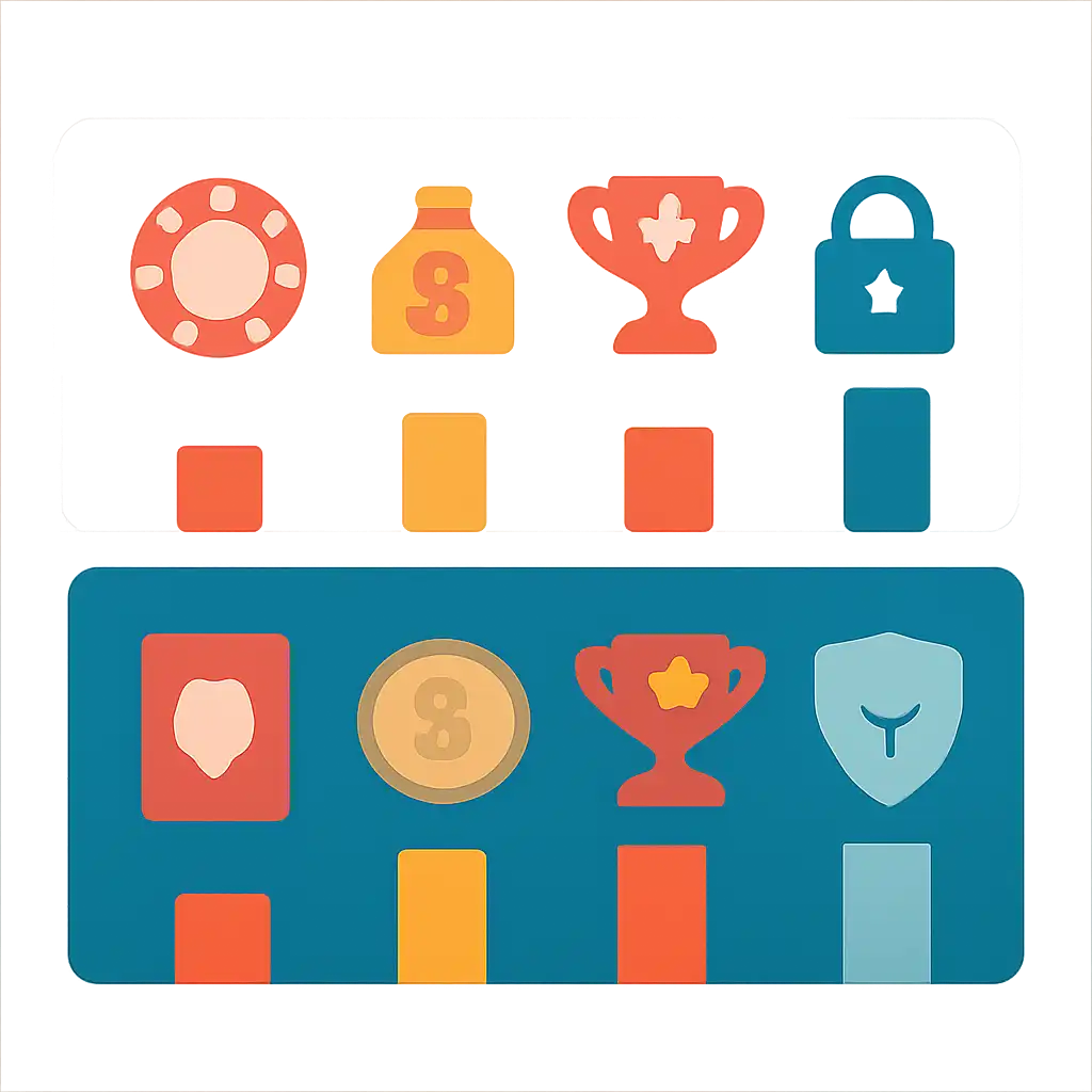 Infographic comparing options using coloured bars and icons only, no text or labels, flat design, Shree Win