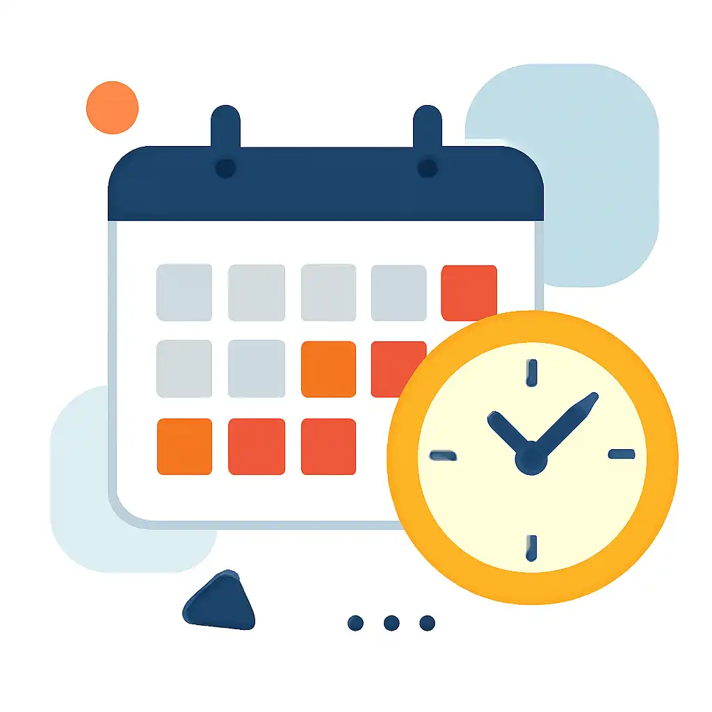 Calendar with clock: Shree Win timing and schedule visual